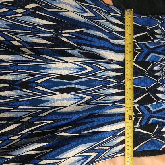 Gabby Skye Dress Blue White Fit & Flare Pockets Zipper Geometric Women’s Size 10 - Picture 9 of 11